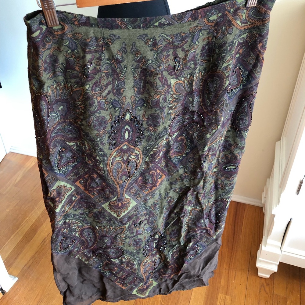 Requirements Paisley Midi Skirt - Dark Green